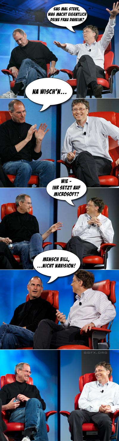 Steve Jobs und Bill Gates unterhalten sich über Navision